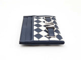 Michael Kors Reed Large Card Holder In Navy & White Woven Leather Fw0826wzdu