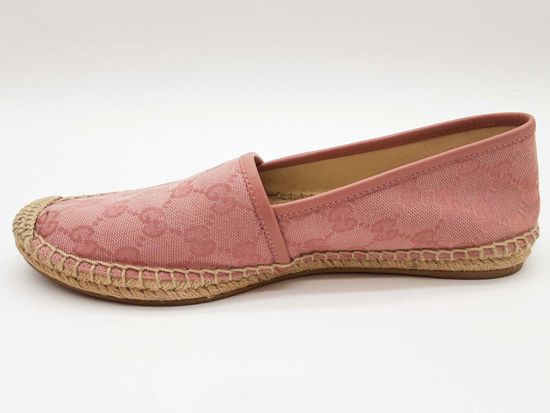 Gucci 466902 Gg Pink Canvas Espadrilles Slip On Shoes Size Eu 38.5 W Do0525rxde