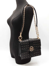 Michael Kors Greenwich Small Studded Crossbody In Black Leather Fw0826izdu