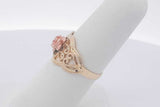 14k Yellow Gold Filigree Ring With Rose Gold Flower 2.8g Size 6.25 Eb0426lexsa