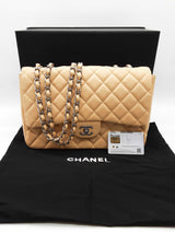 Chanel Classic Single Flap Jumbo Beige Quilted Leather Shoulder Bag Do0125rxzxde