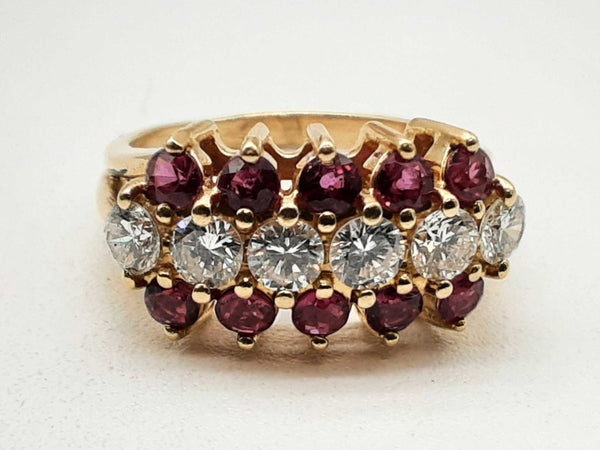 Approx 1.4 Ctw Diamonds 14k Yellow Gold 6.6g Ruby Ring Size 7.25 Do1224loxzde