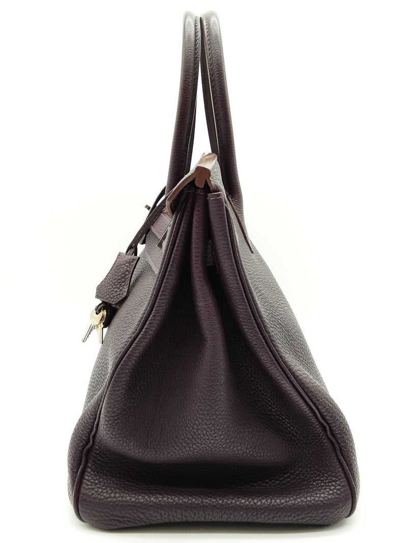Hermes Birkin 35 Raisin Purple Clemence Palladium Hardware Handbag Do0825exzxde