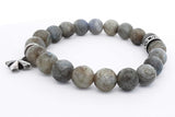 King Baby Labradorite Bead Bracelet With Mb Cross 925 Sterling Silver 33.3 Grams Eb0726lxzsa