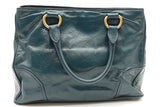 Prada Vitello Teal Leather Tote Bag Eb0526iixde