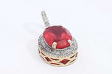 Red Gemstone & Diamond Pendant In 10k Yellow Gold 4 Grams Eb1024crsa