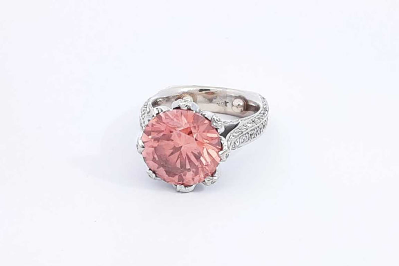 Round Lab Grown Pink Diamond Ring 18k White Gold 11.4 Grams Size 5 Eb1224rxxzdu