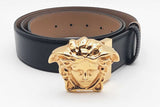 Versace Leather Reversible Belt Gold Tone Medusa Buckle Size 110/44 Eb0626lxzsa