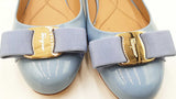 Salvatore Ferragamo Varina Blue Patent Leather Ballet Flats Size 5 Eb1125lxzdu
