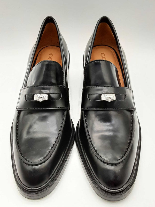 Coach Q8719 Heath Black Box Calf Leather Loafer Shoes Size 8 W Do0324lxde