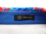 Versace Pink Blue Greek Painting Cotton Overshirt Jacket Size 54 Do0626rrxde