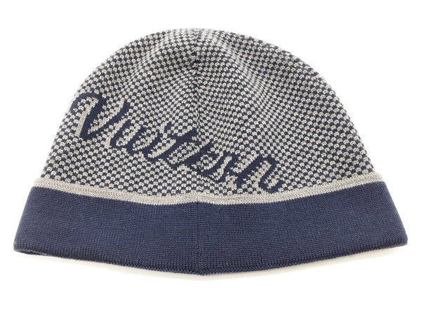 Louis Vuitton Signature Logo Navy Blue Gray Wool Beanie Do1025lxzde