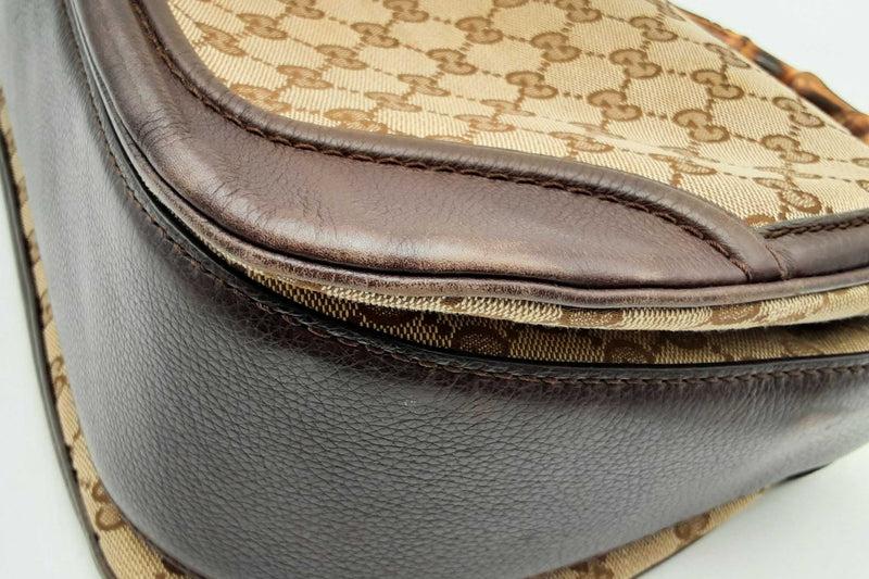 Gucci Gg Monogram Canvas Bamboo Top Handle Bag Eb0225exzsa