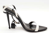 Tom Ford Black & White Patent Leather Padlock Pointy Sandals Sz 36.5 Eb1225oxzde