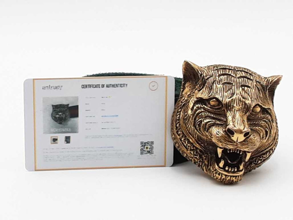 Gucci Web Feline Buckle Green Belt Size 38 Aa0726lzxsa – Max Pawn