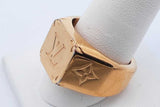 Louis Vuitton Monogram Gold Tone Signet Ring 16.3 Grams Size 10 Eb0726oxzde