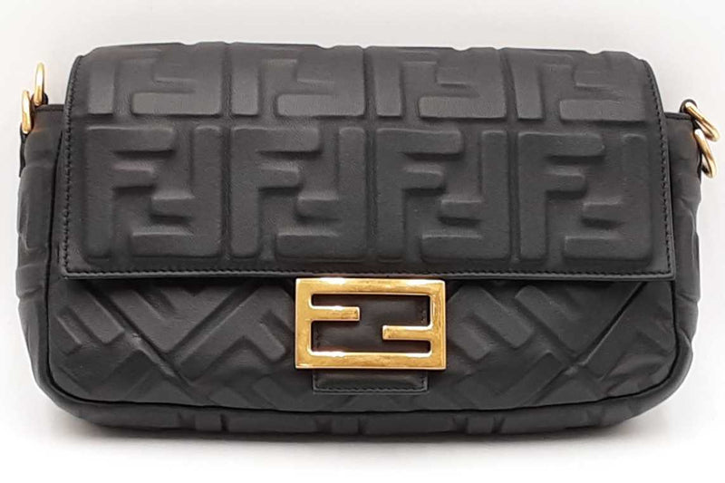 Fendi Black Leather Baguette Shoulder Bag Eb1025cxzdu