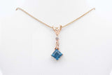 Blue Topaz Necklace In 14k Yellow Gold 2.8 Grams 16 Inch Eb1124crdu