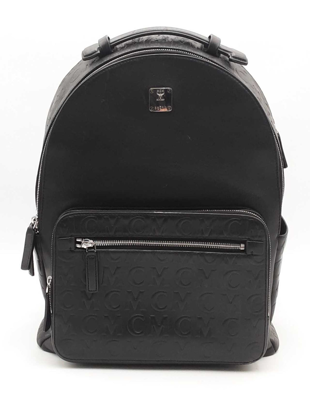 MCM 40 Stark Monogram Leather School Backpack Bags Black : One Size
