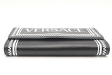 Versace Logo Black & White Leather Chain Shoulder Bag Eb1025lrxsa