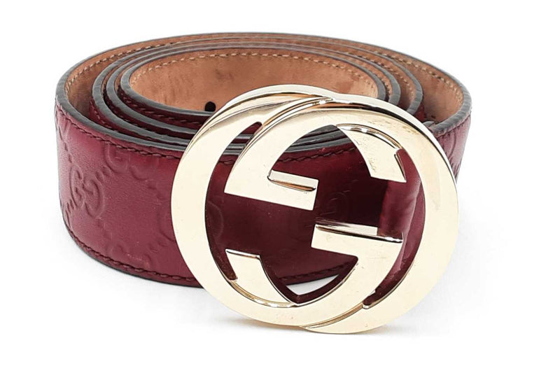 Gucci Red Guccissima Leather Belt With Gold Tone Buckle Eb0924lxzdu