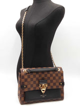 Louis Vuitton Vavin Pm Bag In Damier Ebene Coated Canvas & Black Leather Fw0726czxdu