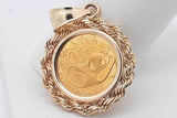 1985 Chinese Panda 999 Gold Coin Pendant Set In 14k Yellow Gold 3.4g Eb1125prxsa