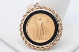 Gold Liberty Coin Pendant Set In 14k Yellow Gold 6.8 Grams Eb0726cxzsa
