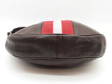 Bally Vintage Black Leather Red & Beige Stripe Hobo Bag Sd0626lzxde