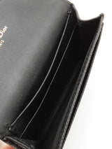 Christian Dior Saddle Bloom Card Holder In Black Grained Leather Fw0726lwrdu