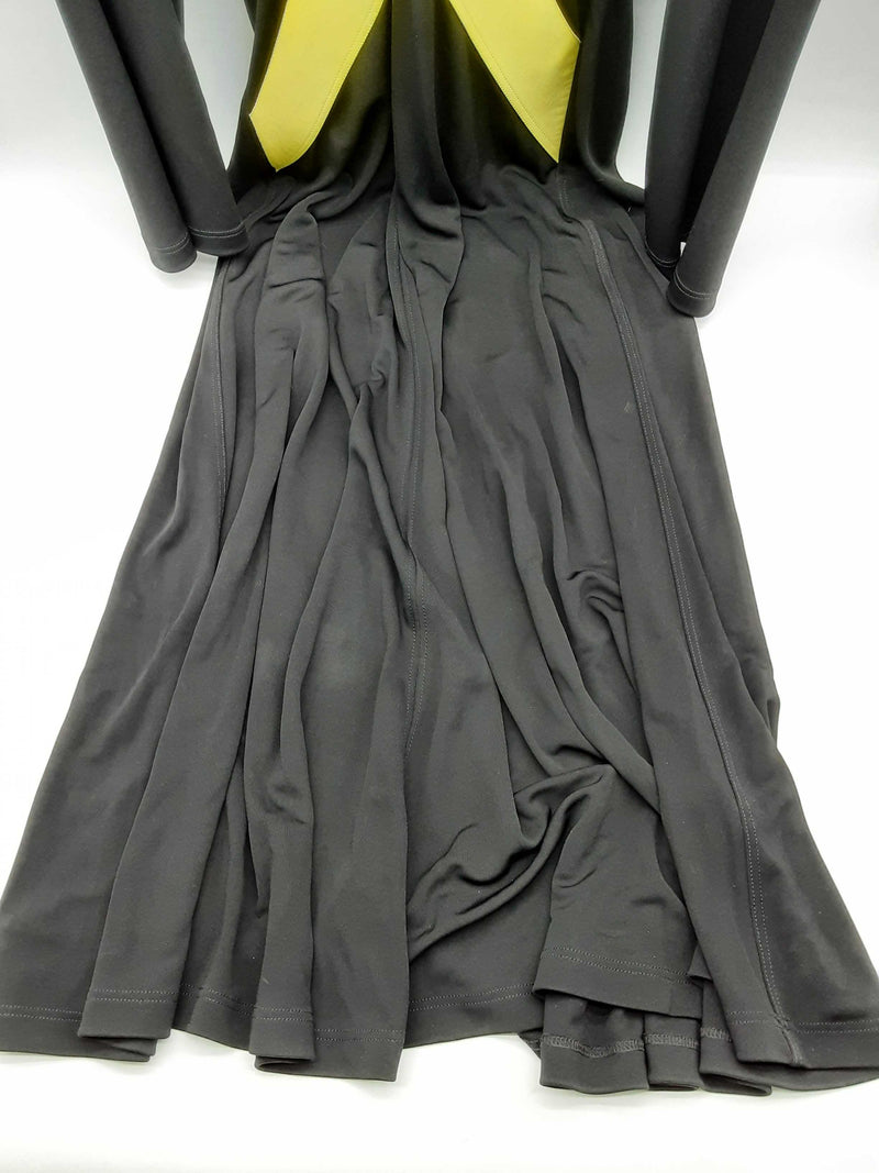 Celine Black Viscose Yellow Lambskin Maxi Dress Size 38 Fr Do1124oxzde