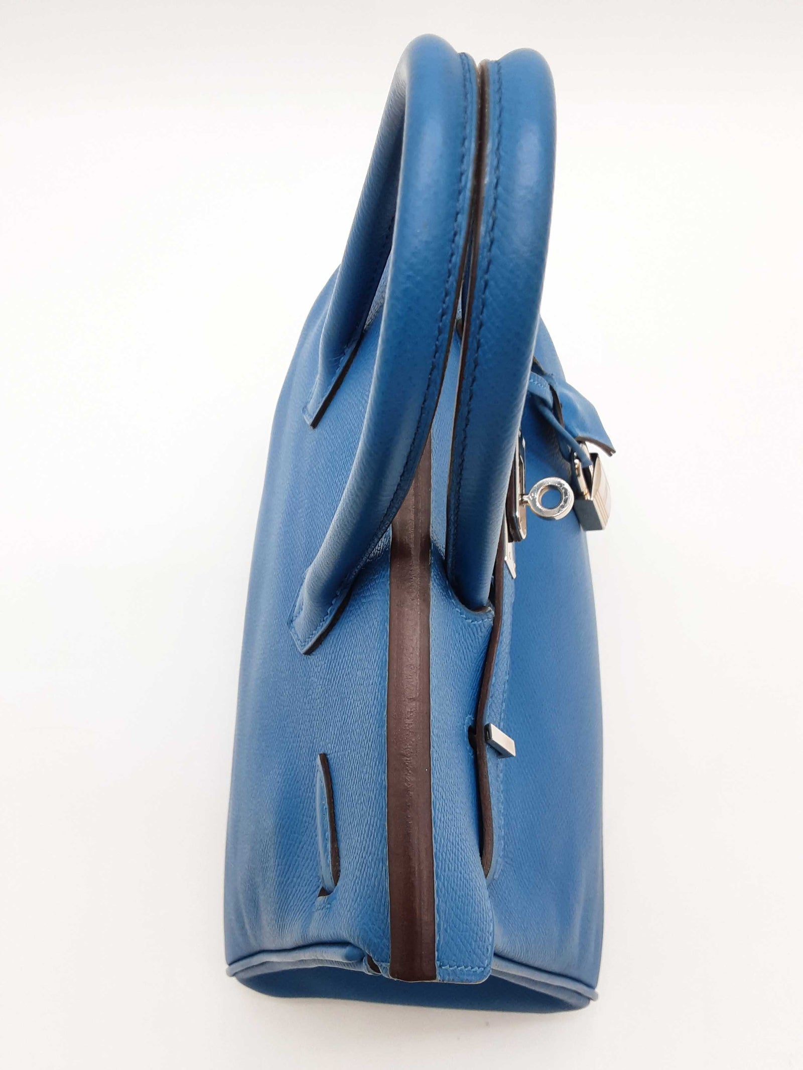 Hermes Birkin 25 Mykonos Blue Epsom Palladium Handbag