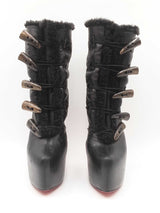 Christian Louboutin Oulanbator 160 Boots In Black Leather Size 37.5 Fw0226oxzdu