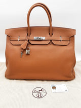 Hermes Birkin 40cm Gold Brown Togo Palladium Handbag Do1024erxzde
