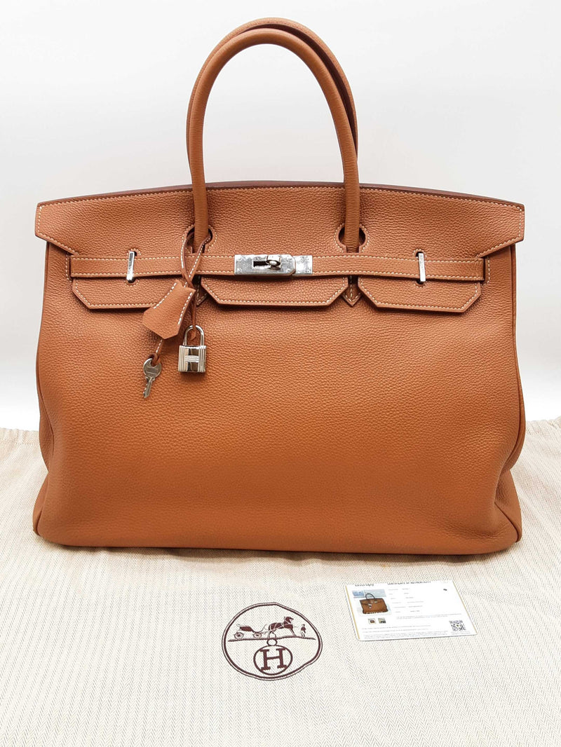 Hermes Birkin 40cm Gold Brown Togo Palladium Handbag Do1024erxzde