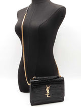 Yves Saint Laurent Sunset Wallet With Chain In Croc-embossed Leather Fw0326cxzdu