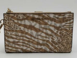 Michael Kors Jet Set Signature Animal Print Dbl Zip Wristlet Beige Aa1026lrsa
