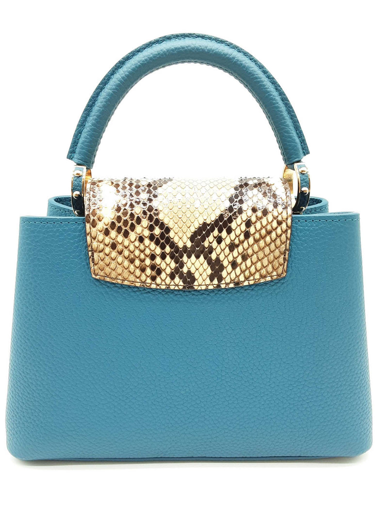 Louis Vuitton Capucines Blue Leather Python Skin Crossbody Bag Do0125oxzxde