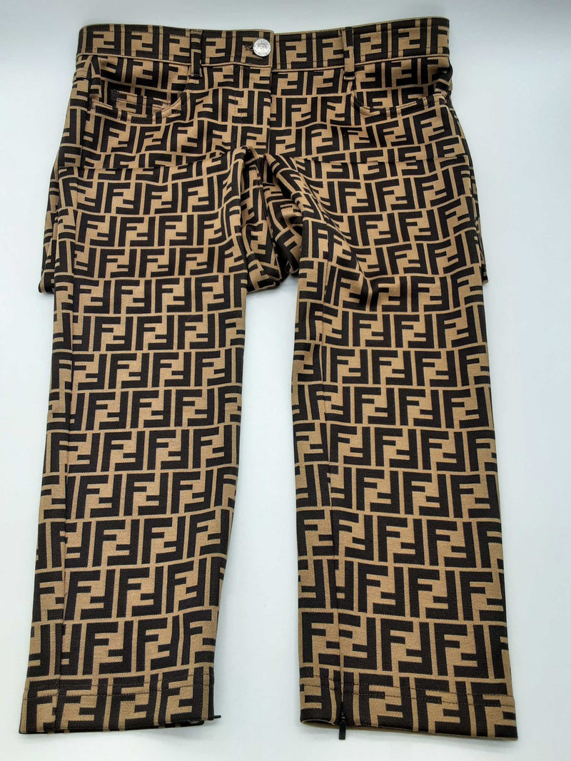 Fendi Tan Black Logo Canvas Skinny Pants Size It 42 Do1124orxde