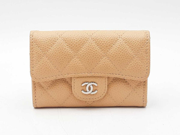 Chanel Classic Flap Card Holder In Beige Quilted Caviar Leather Fw0925wzxdu