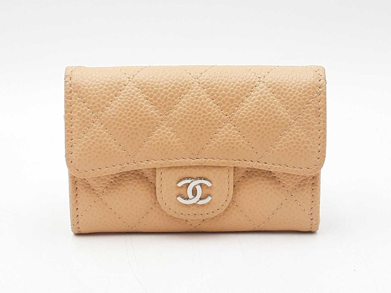 Chanel Classic Flap Card Holder In Beige Quilted Caviar Leather Fw0925wzxdu