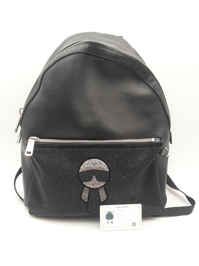 Fendi Karlito Karl Lagerfeld Black Leather Backpack Sd1024orzsa