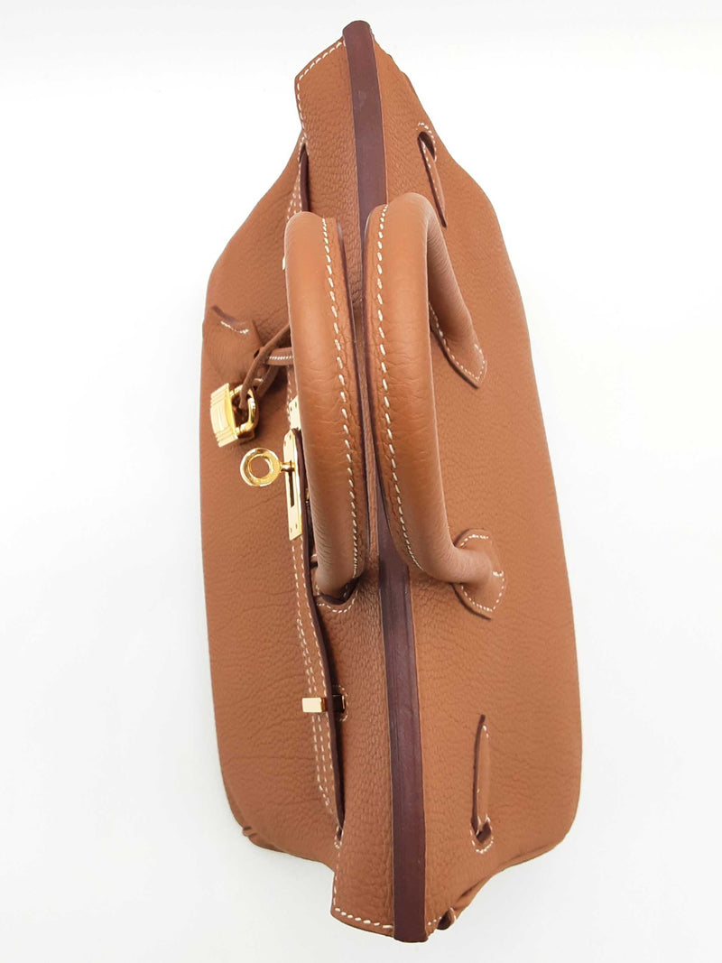 Hermes Birkin 25 Gold Brown Fjord Leather Gold Hardware Handbag Do0425oxcxzde
