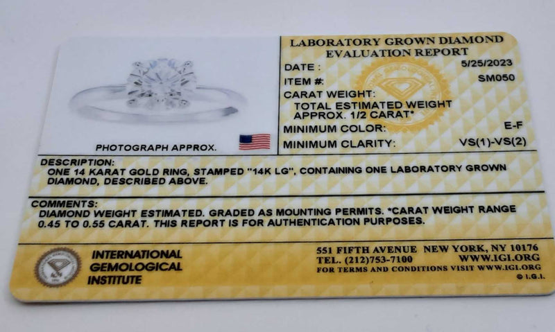 14k White Gold .55ctw Lab Grown Diamond Ring Size 6, 3.2g Ebwlxdu 144010021094