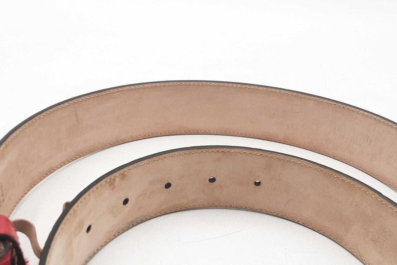 Gucci Red Guccissima Leather Belt With Interlocking Gg Buckle Eb1125lordu