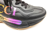 Gucci Rhyton Sneakers In Black Iridescent Logo Leather Size 9 Fw0126lcrdu