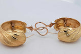 14k Yellow Gold Textured Hoop Earrings 19.1 Grams Eb0826lxxzsa