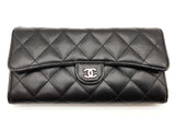 Chanel Timeless Classic Black Quilted Caviar Leather Long Wallet Do0825lrxde