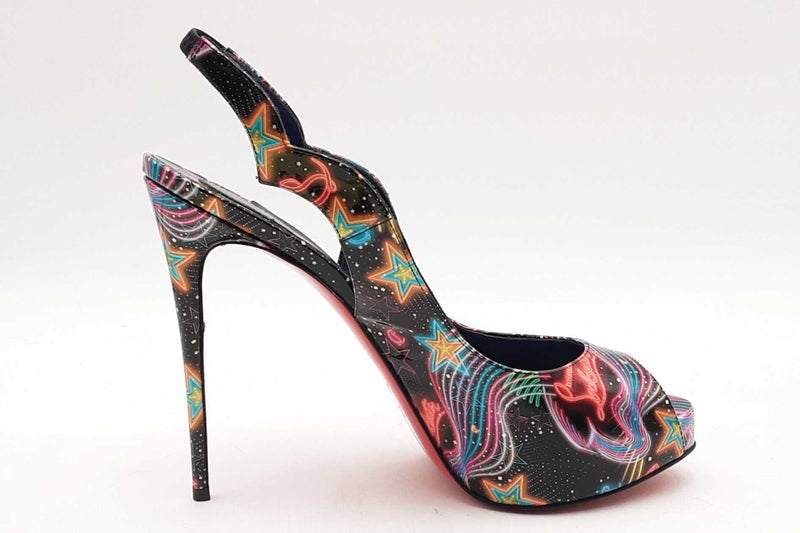Christian Louboutin Hot Chick Sling Alta Starlight Heels Size 38.5 Eb1025lxzsa
