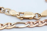 14k Tricolor Figaro Chain Necklace 13.9 Grams 22 Inch Eb1125irxde